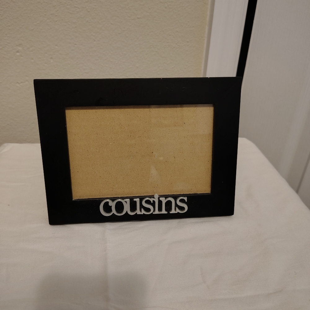 Malden Black Photo Frame with Silver 'Cousins' Accent